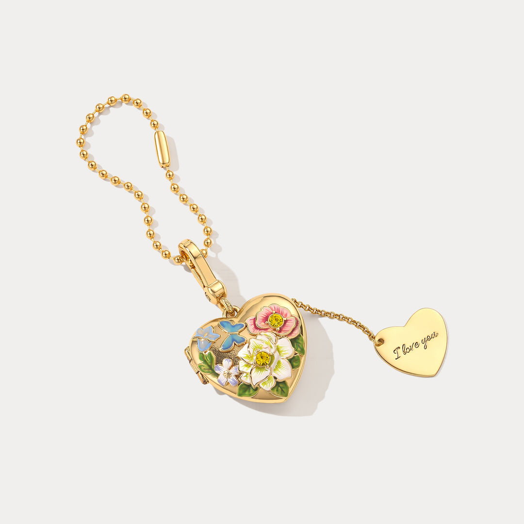 Selenichast Flower Heart Locket Charm