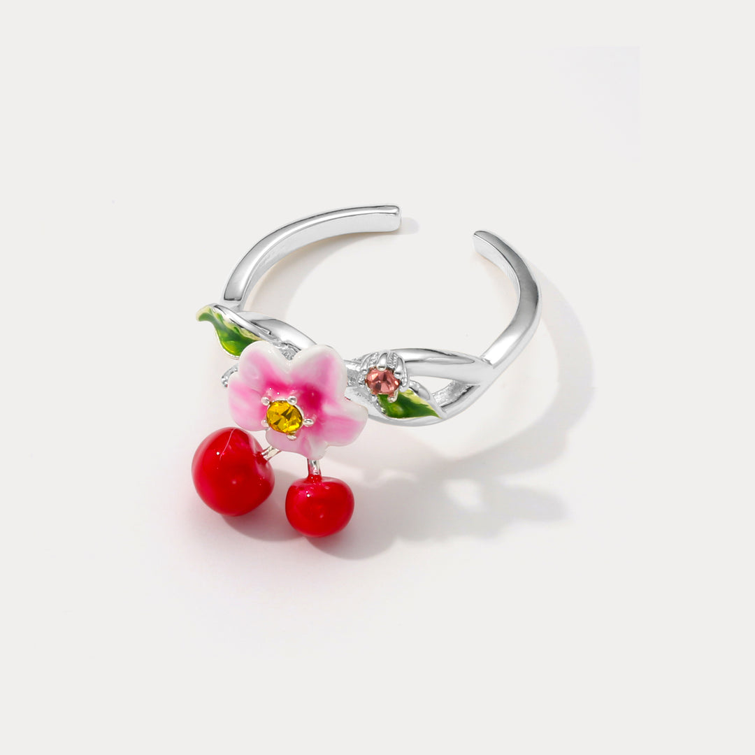 Silver Cherry Ring