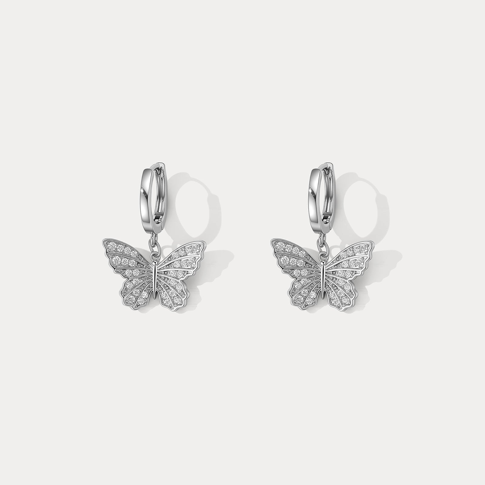 Selenichast Silver Butterfly Hoop Earrings