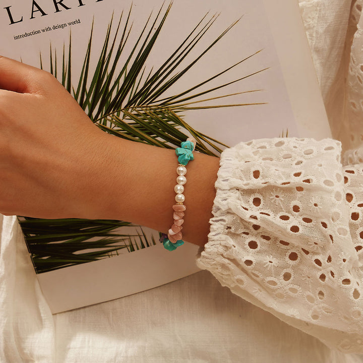 Selenichast Dainty Turquoise Pearl Bracelet