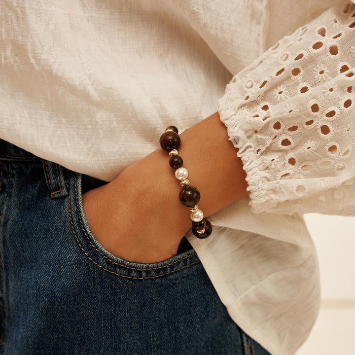 Selenichast Tiger Eye Pearl Bracelet