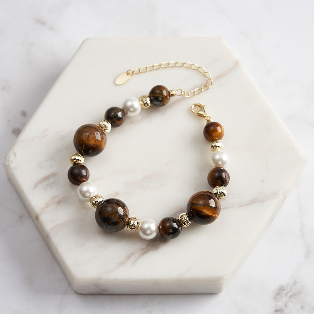 Selenichast Tiger Eye Pearl Bracelet