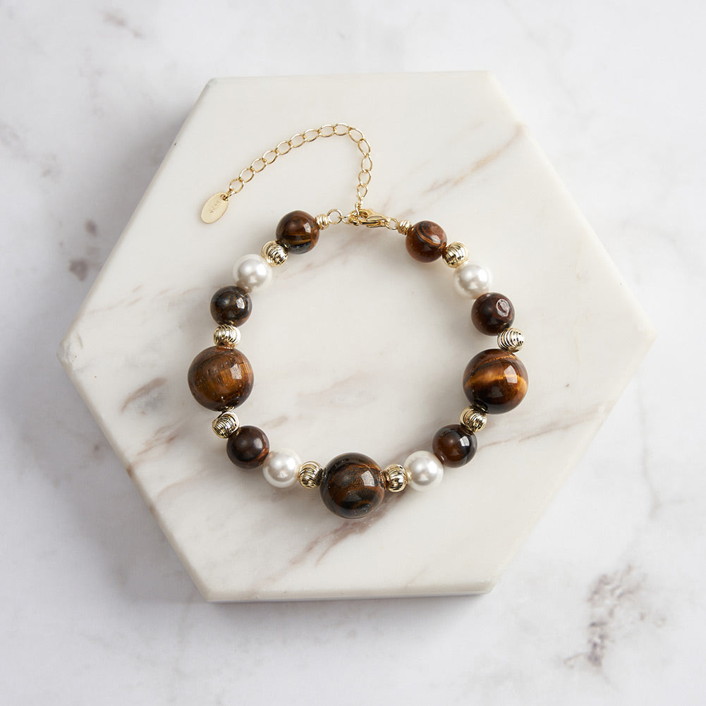 Selenichast Tiger Eye Pearl Bracelet