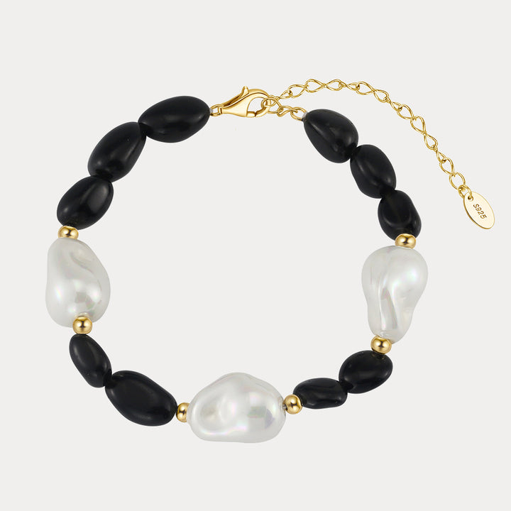 Selenichast Baroque Pearl Obsidian Bracelet