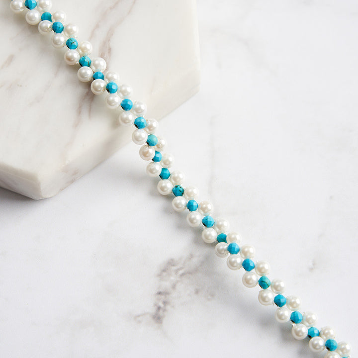 Selenichast Turquoise Pearl Layered Bracelet