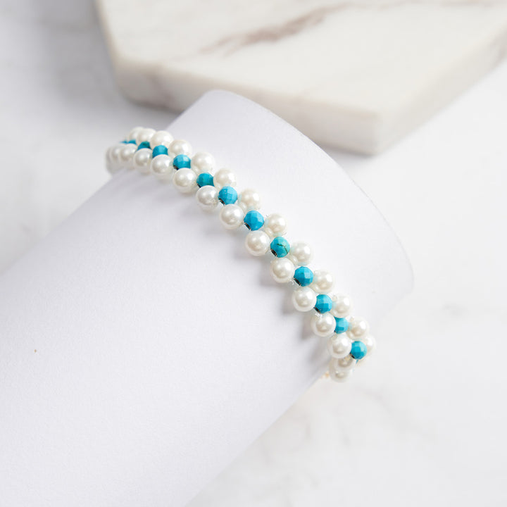 Selenichast Turquoise Pearl Layered Bracelet