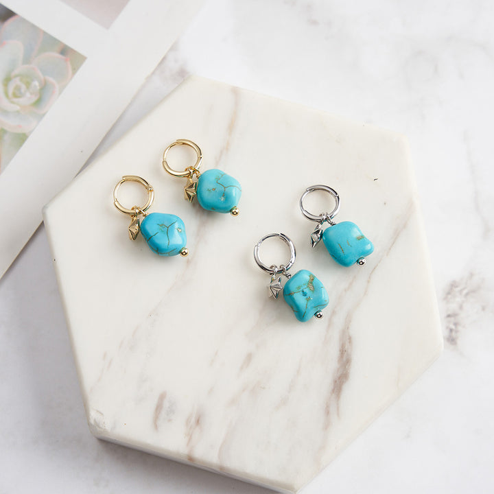 Star Turquoise Dangling Earrings