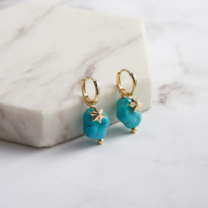 Star Turquoise Dangling Earrings