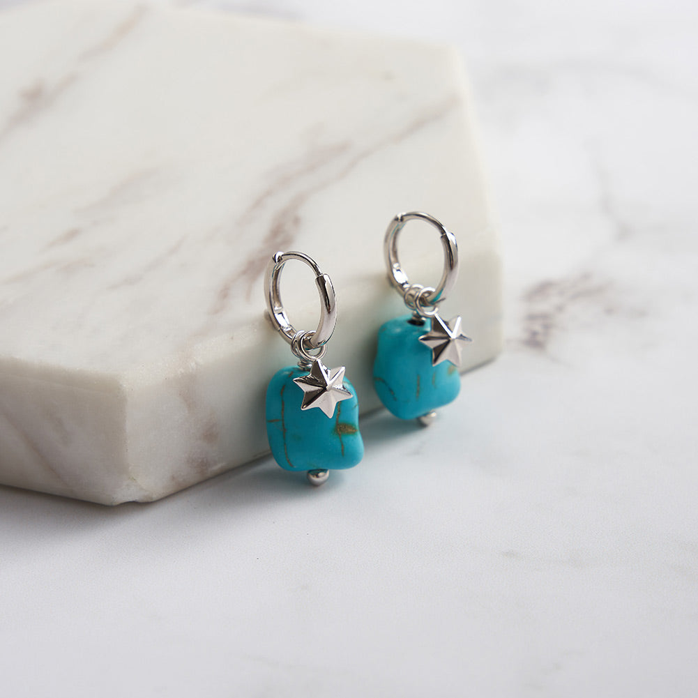 Star Turquoise Dangling Earrings