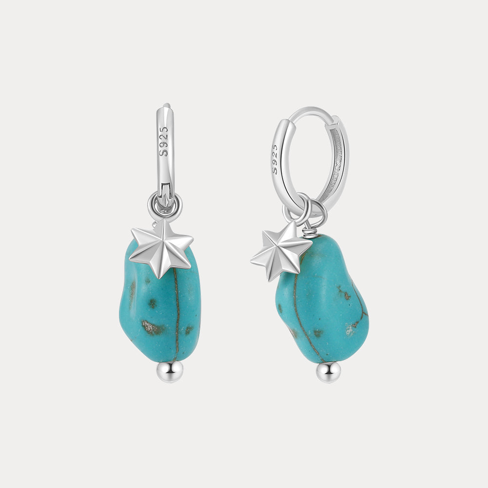 Star Turquoise Dangling Earrings