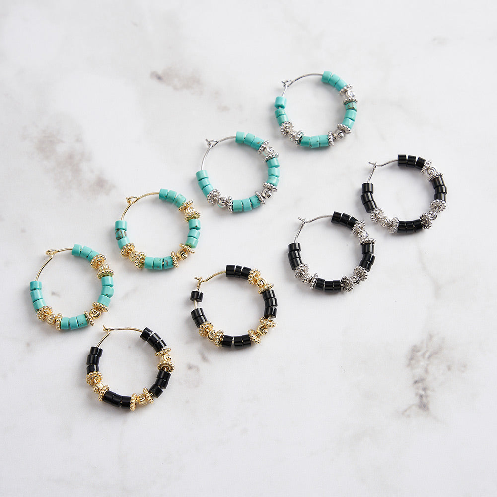 Vintage Obsidian Hoop Earrings