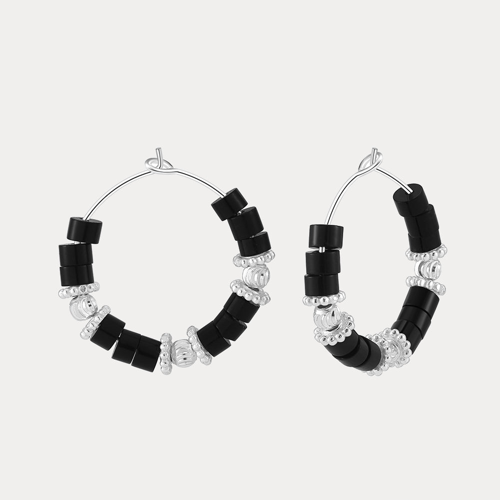 Selenichast Vintage Obsidian Hoop Earrings