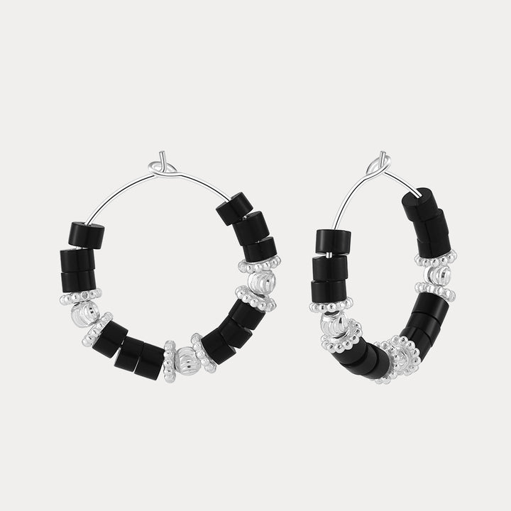 Vintage Obsidian Hoop Earrings