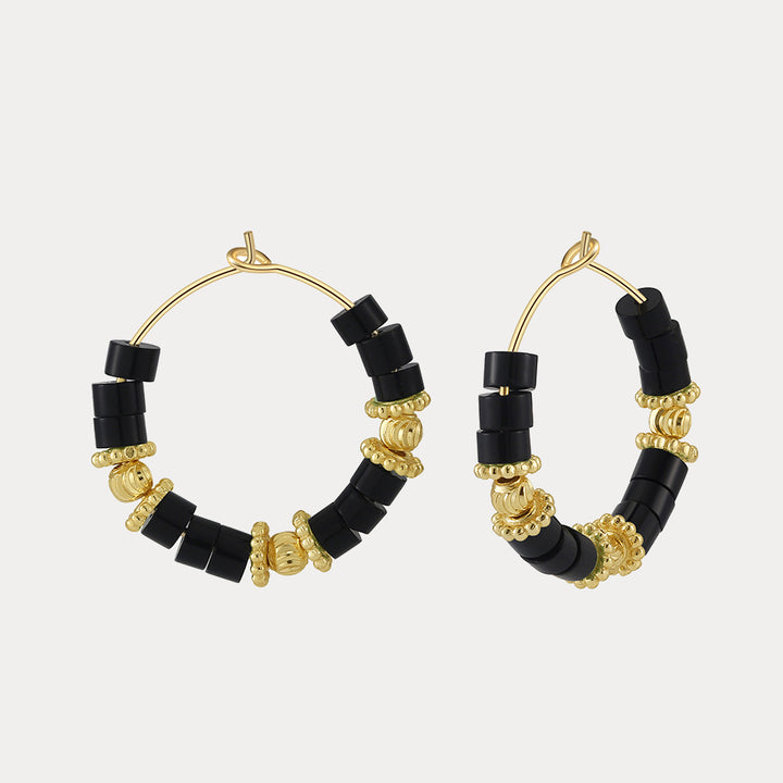 Vintage Obsidian Hoop Earrings