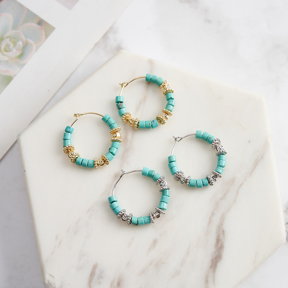 Boho Turquoise Hoop Earrings