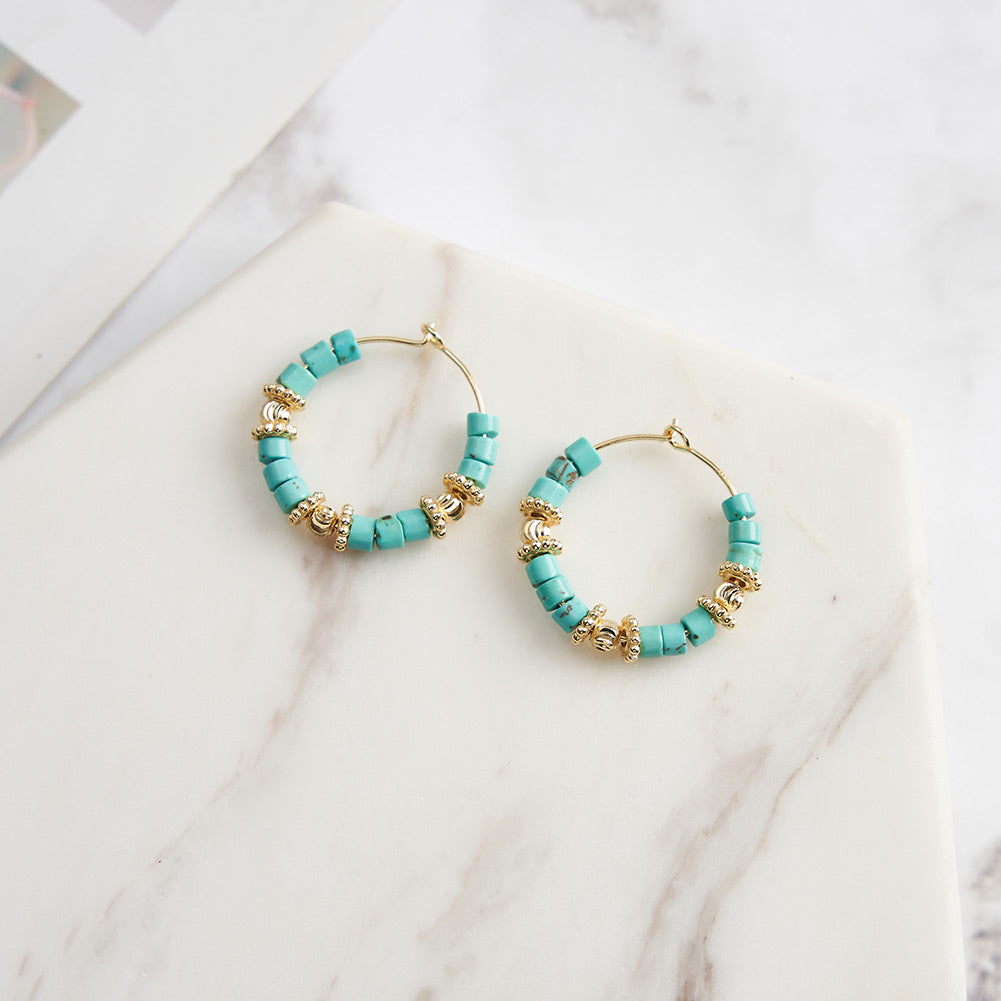 Selenichast Boho Turquoise Hoop Earrings