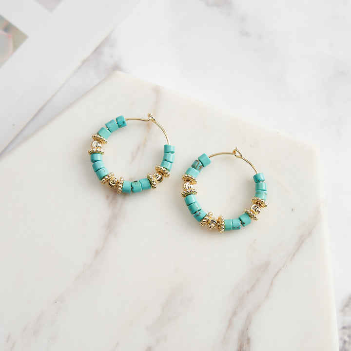 Boho Turquoise Hoop Earrings