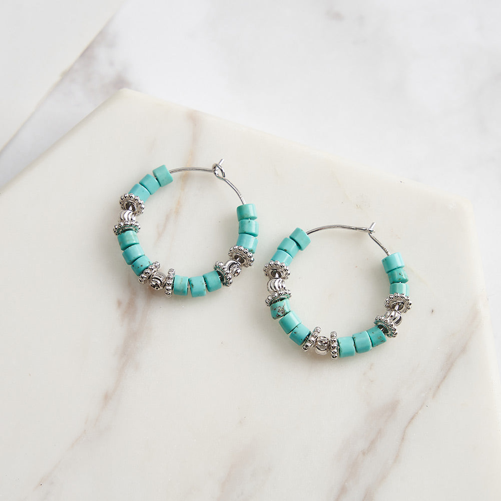 Selenichast Boho Turquoise Hoop Earrings