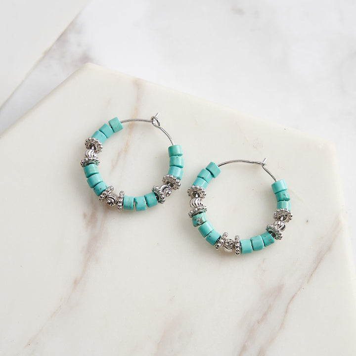 Boho Turquoise Hoop Earrings