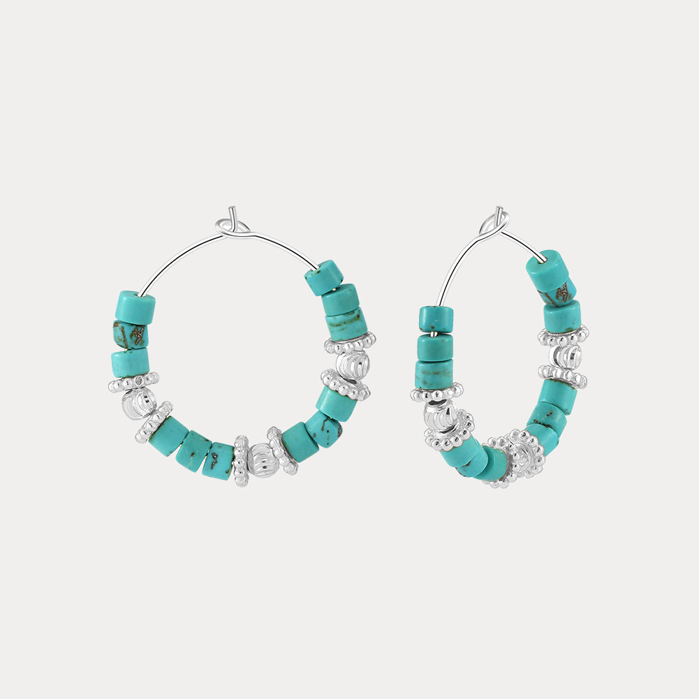 Boho Turquoise Hoop Earrings