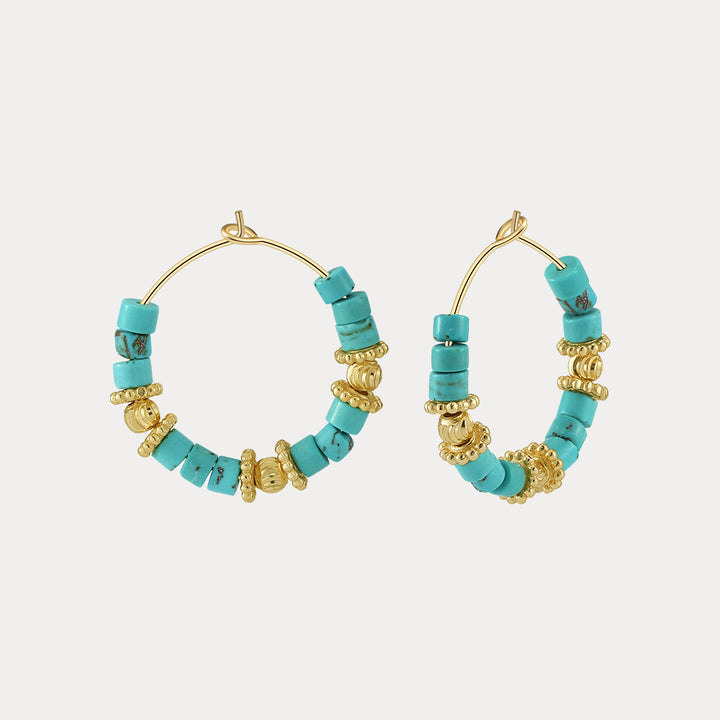 Boho Turquoise Hoop Earrings