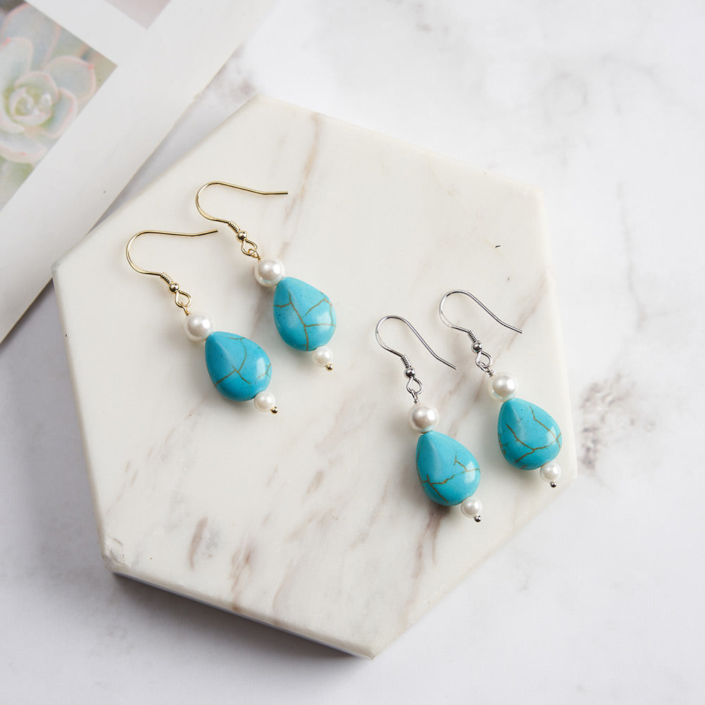 Selenichast Teardrop Turquoise Pearl Earrings