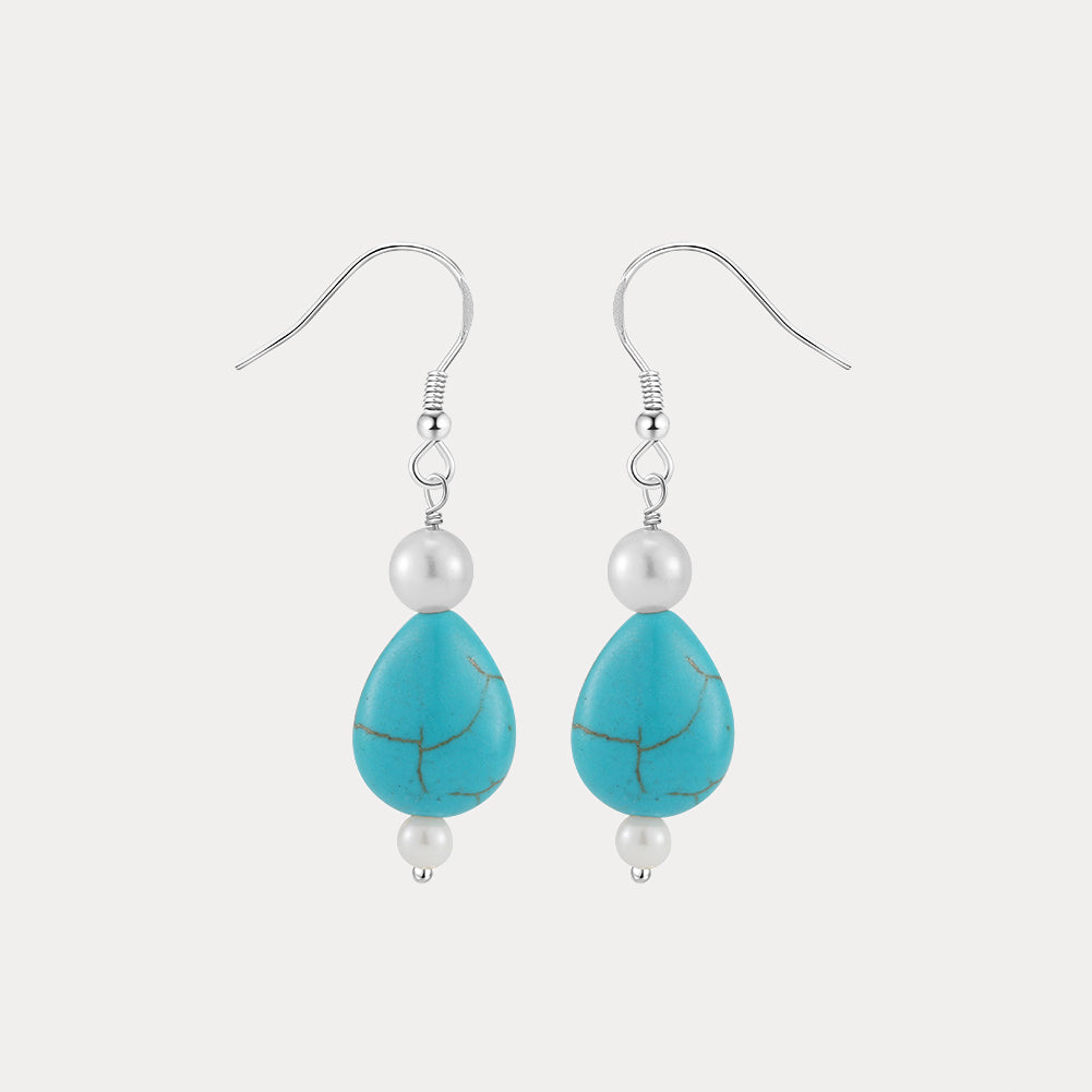 Teardrop Turquoise Pearl Earrings