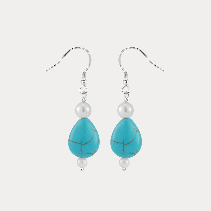 Teardrop Turquoise Pearl Earrings