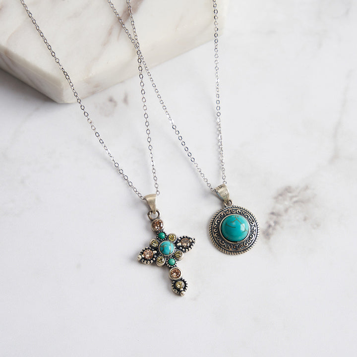 Vintage Turquoise Cross Necklace