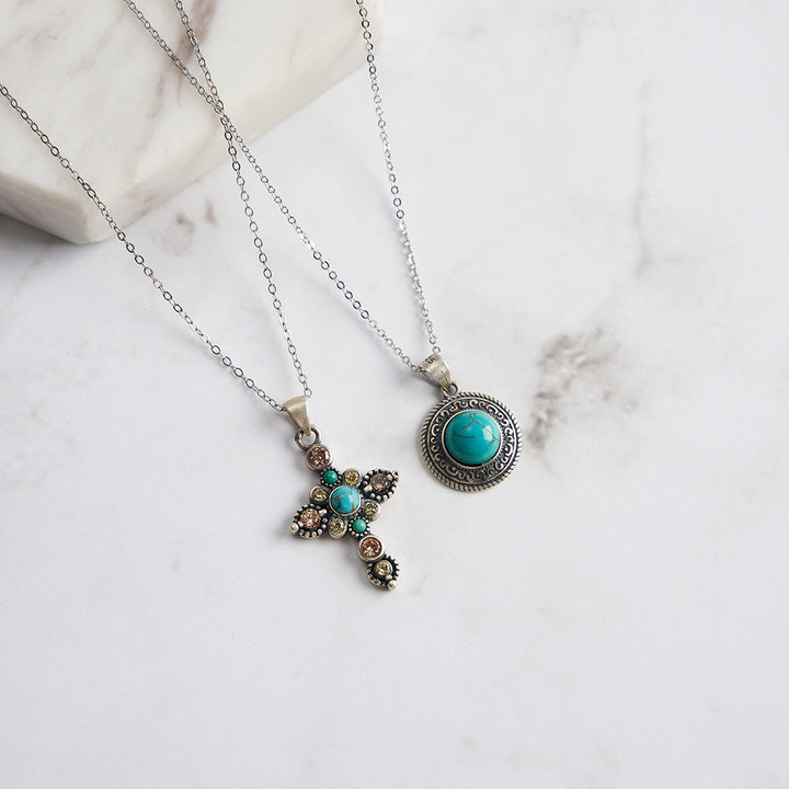 Vintage Turquoise Cross Necklace