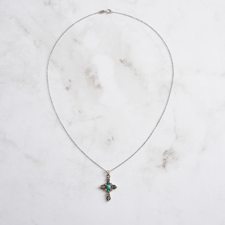 Vintage Turquoise Cross Necklace