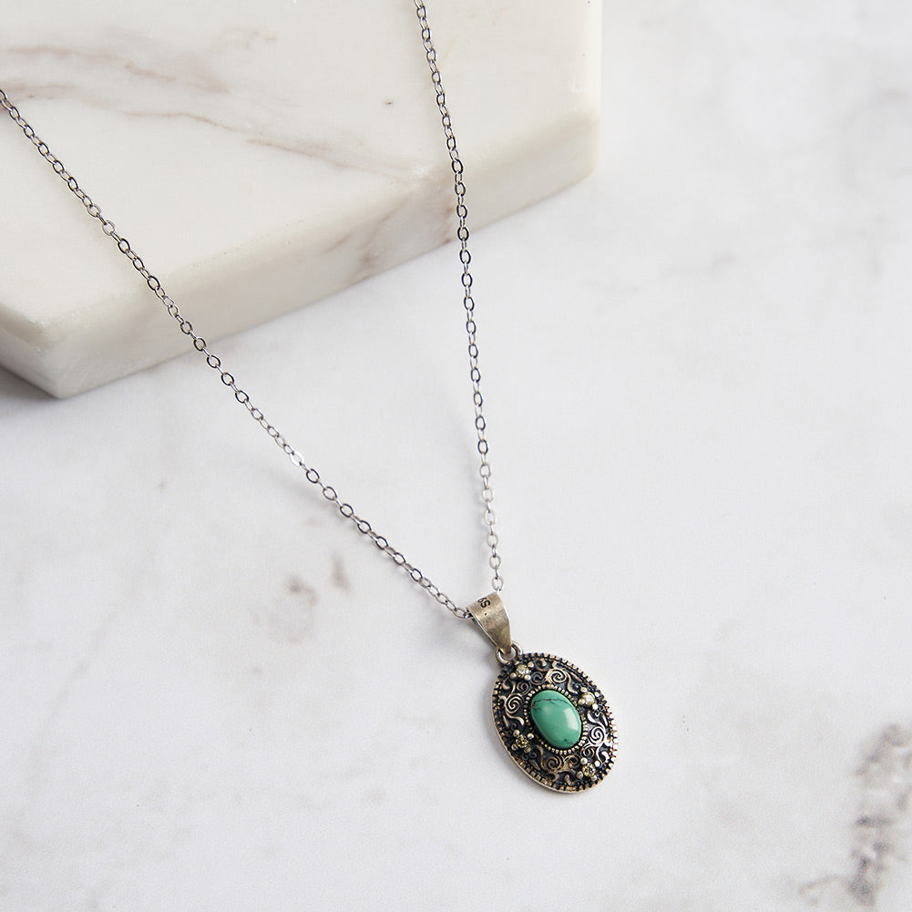 Vintage Turquoise Oval Necklace