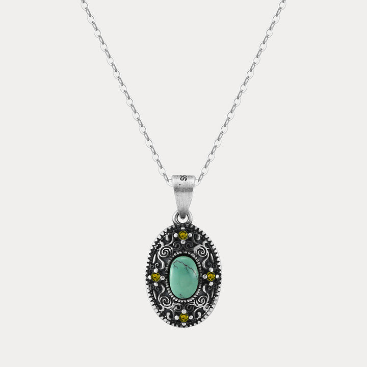 Vintage Turquoise Oval Necklace