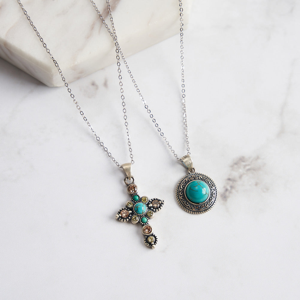 Vintage Turquoise Round Necklace