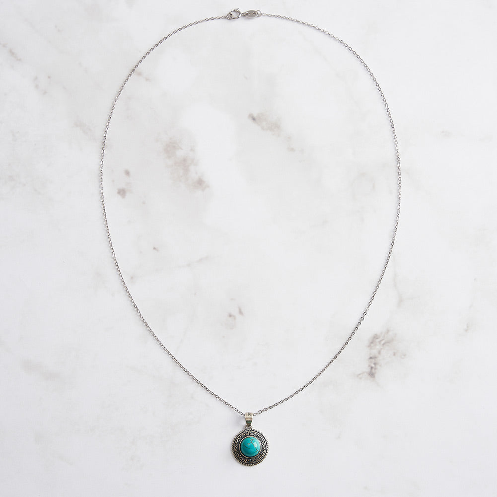 Selenichast Vintage Turquoise Round Necklace