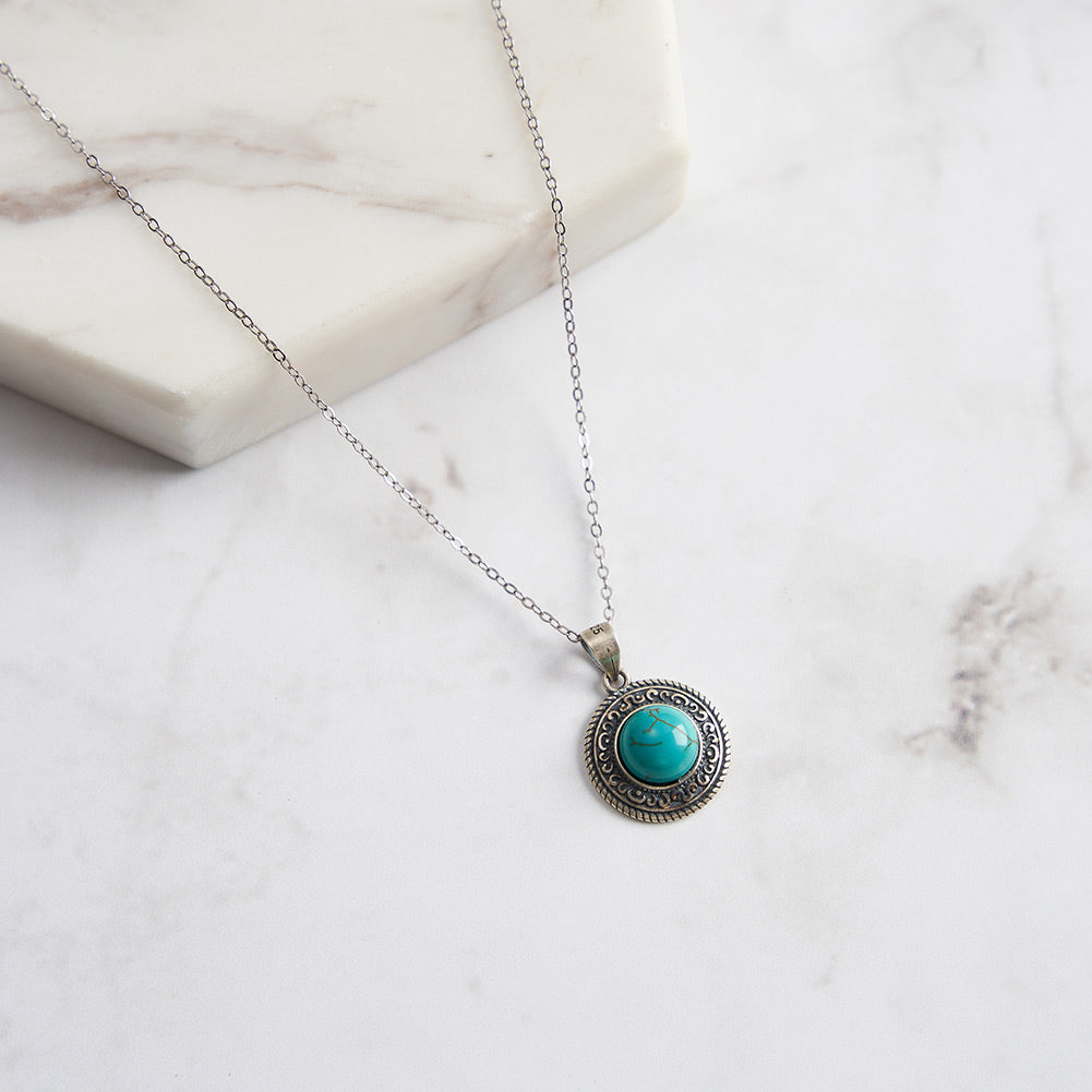 Vintage Turquoise Round Necklace