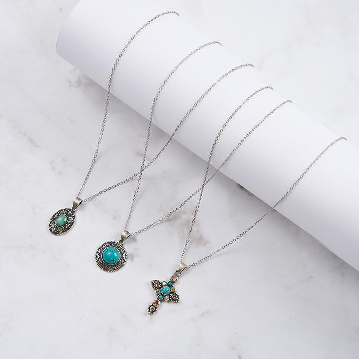 Vintage Turquoise Round Necklace