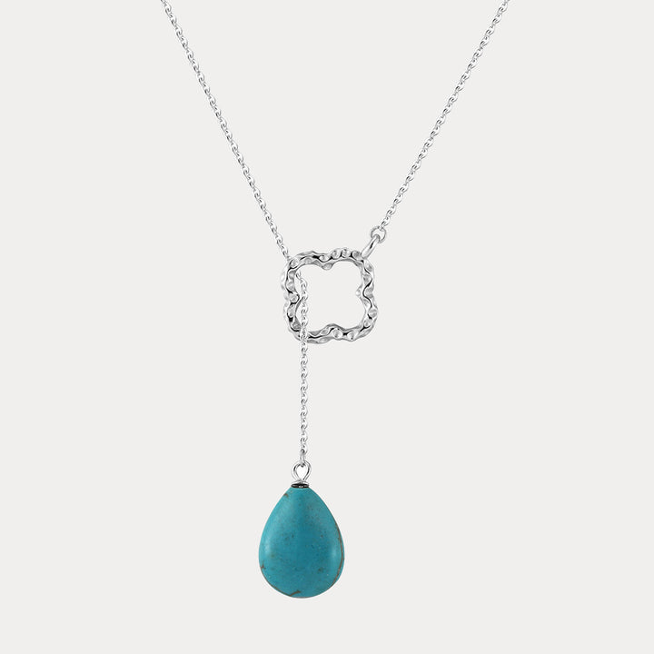 Four-leaf Clover Teardrop Turquoise Necklace