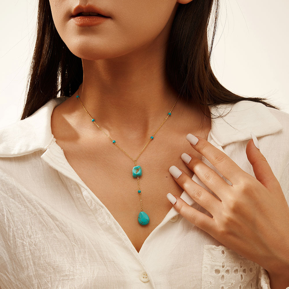 Turquoise Cascade Y Necklace