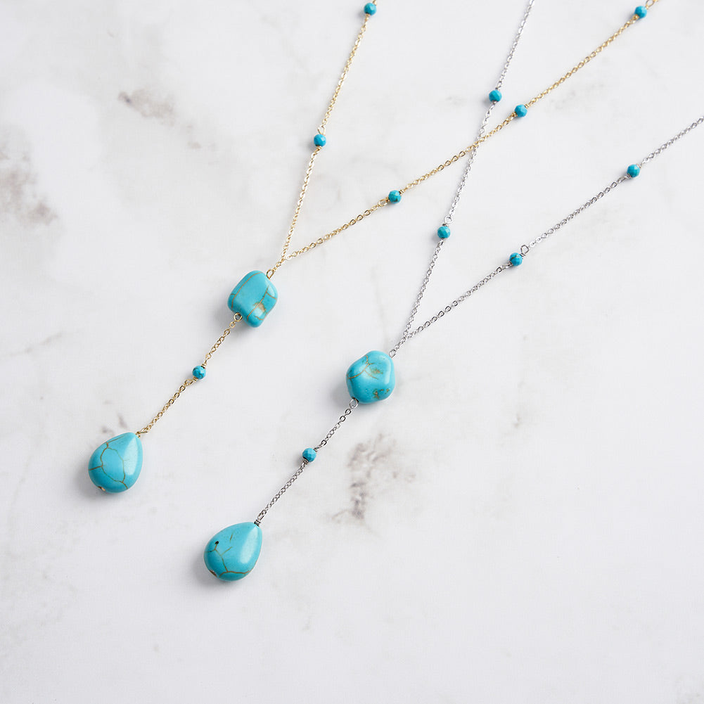 Turquoise Cascade Y Necklace