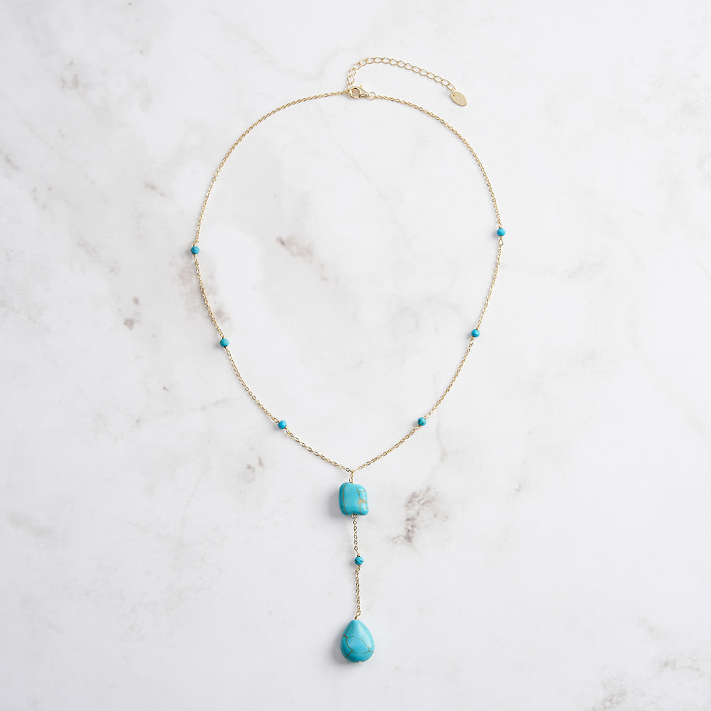 Selenichast Turquoise Cascade Y Necklace