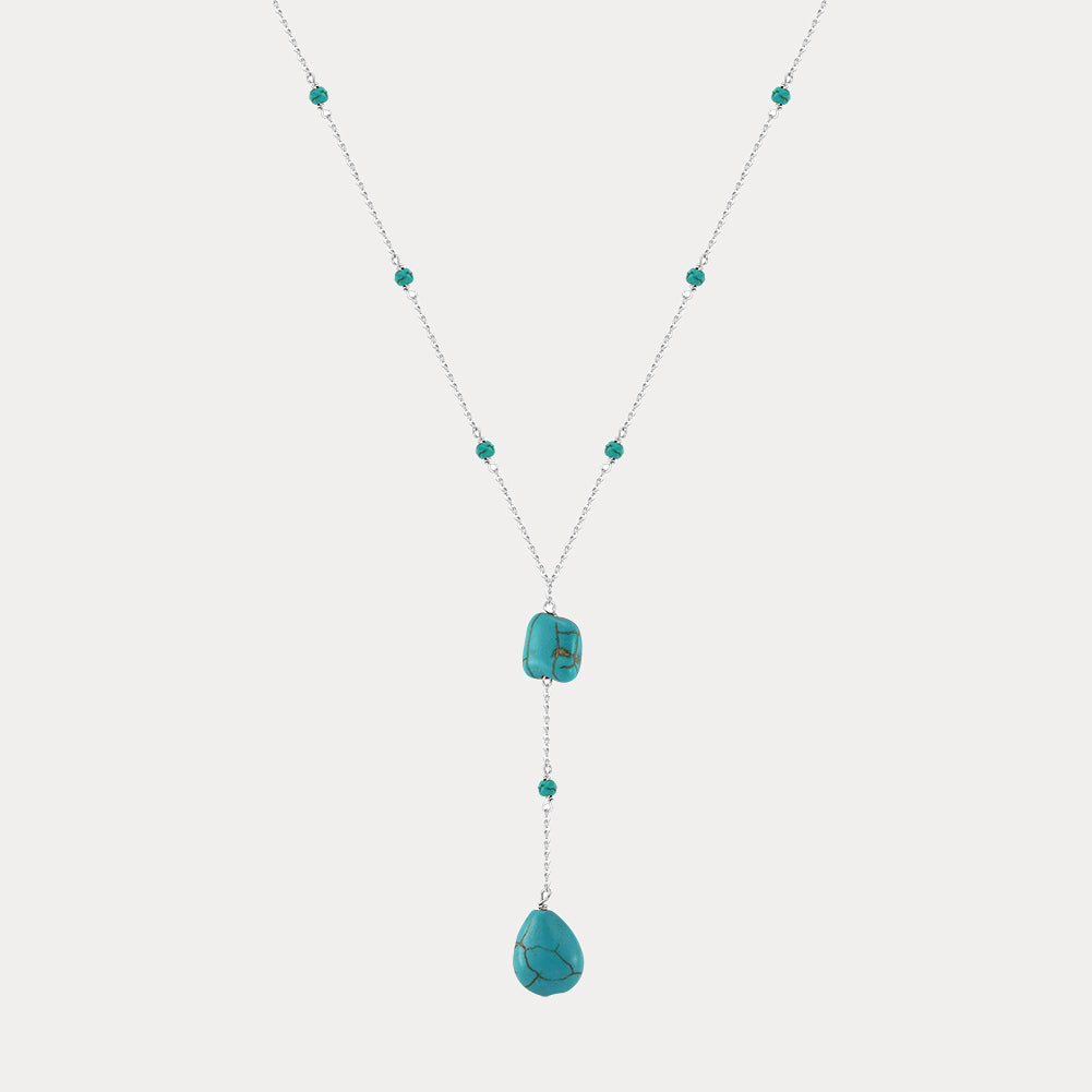 Turquoise Cascade Y Necklace