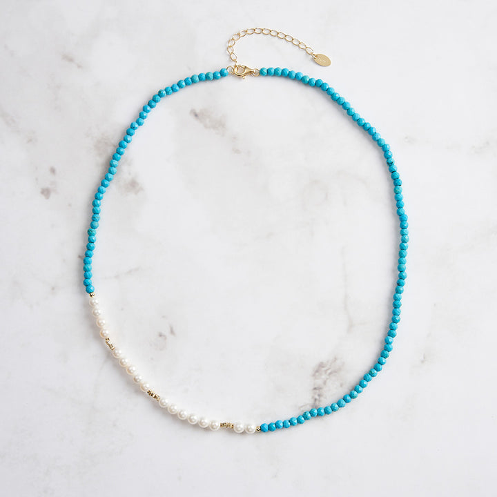 Turquoise Pearl Seed Bead Necklace