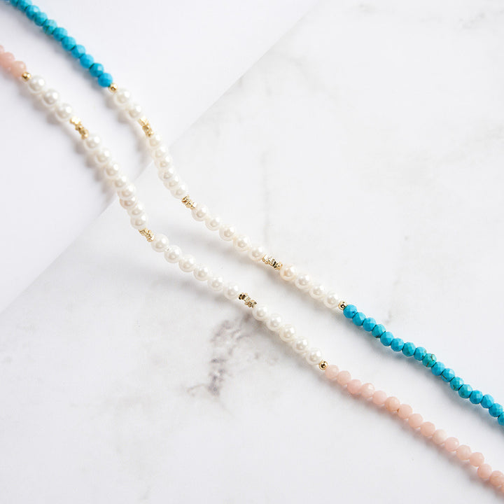 Turquoise Pearl Seed Bead Necklace