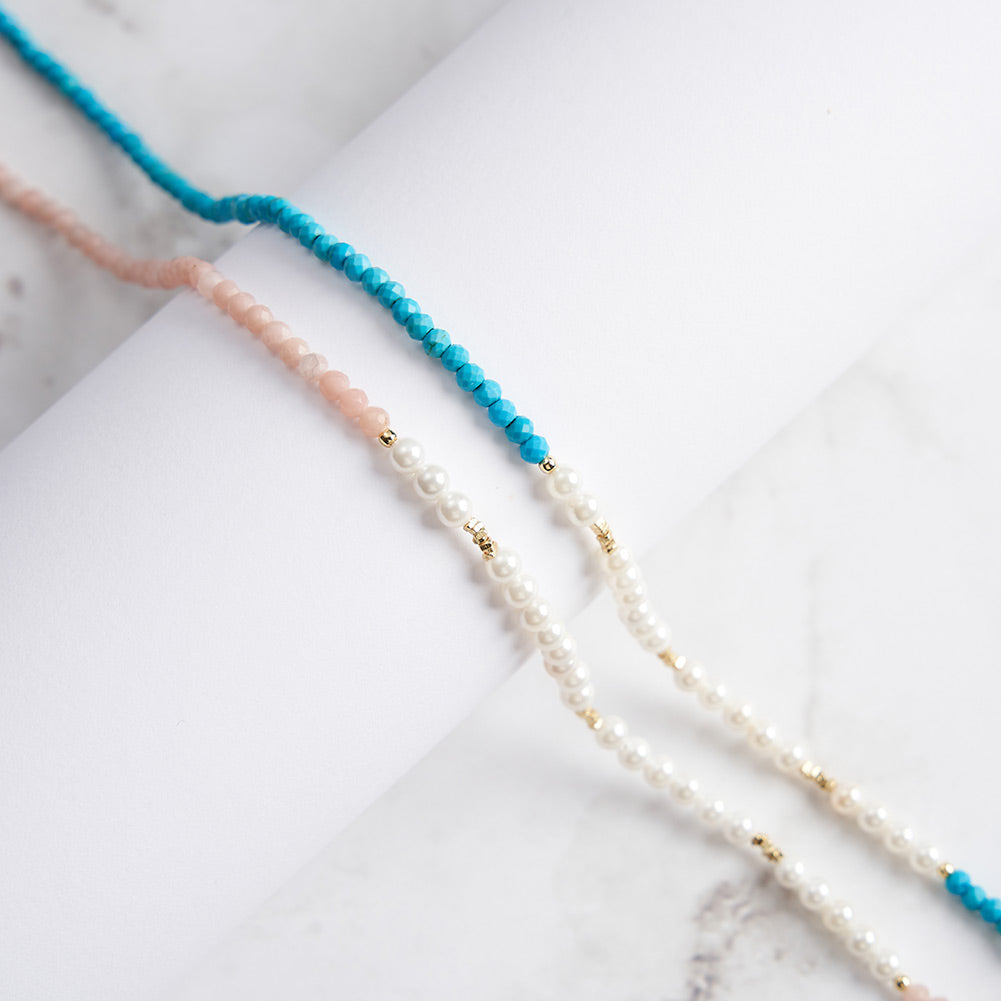 Turquoise Pearl Seed Bead Necklace