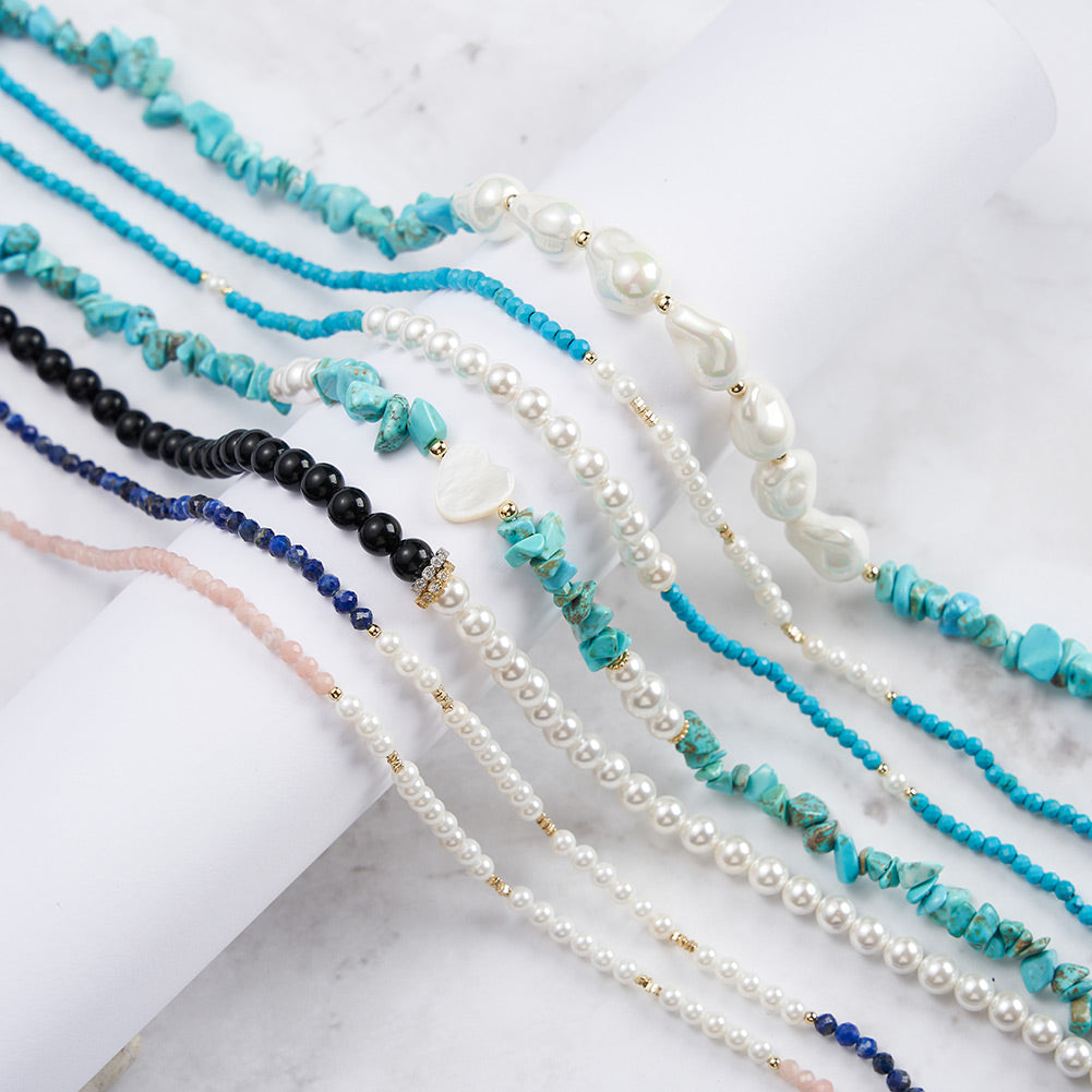 Turquoise Pearl Seed Bead Necklace