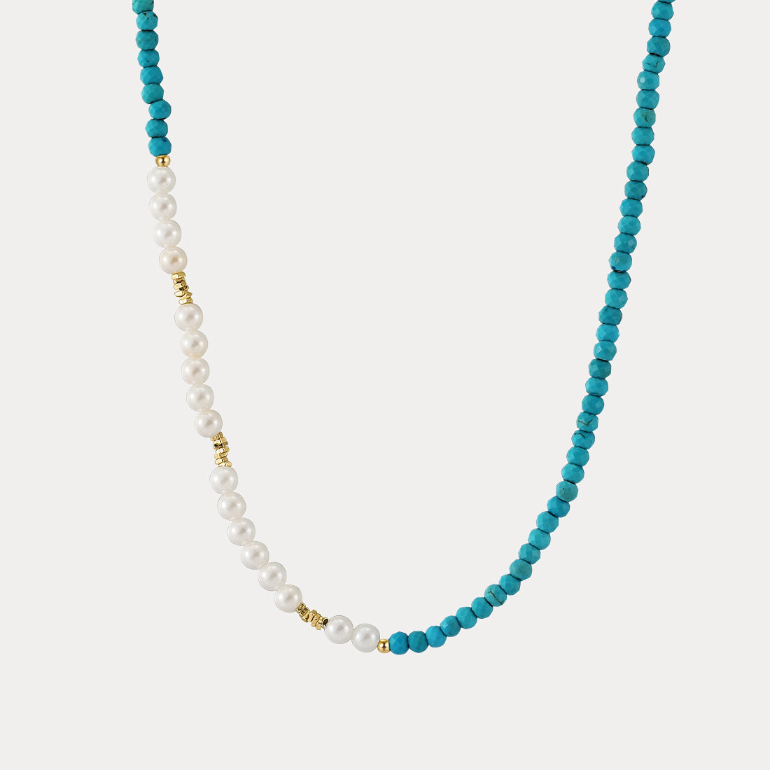 Golden Baroque Pearl Turquoise online Pendant, Large White Pearl Turquoise Necklace on Gold Chain