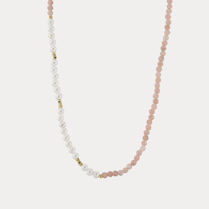 Pink Opal Pearl Seed Bead Necklace