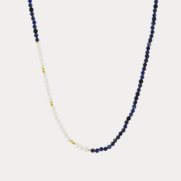 Selenichast Lapis Lazuli Pearl Seed Bead Necklace