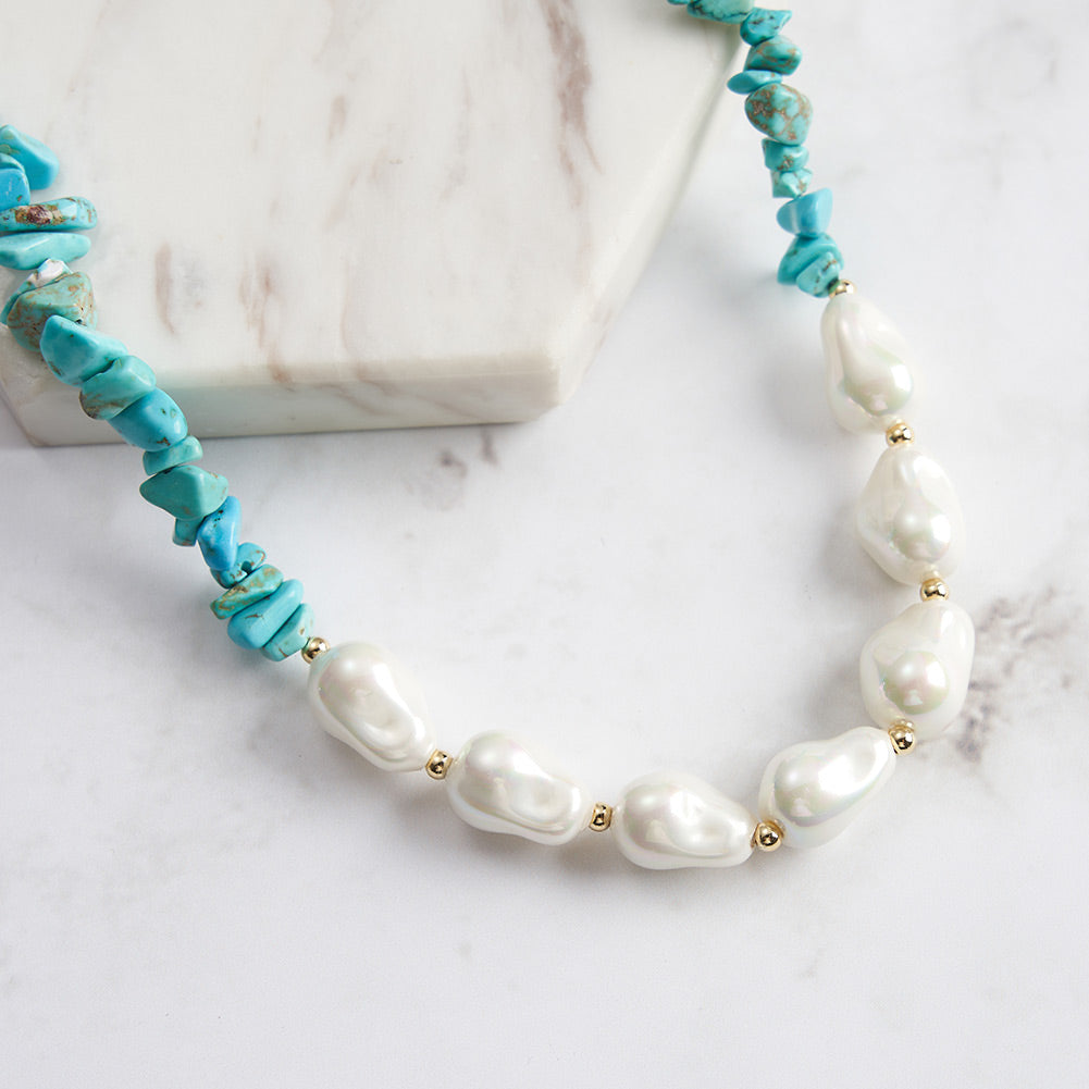 Baroque Pearl Turquoise Necklace